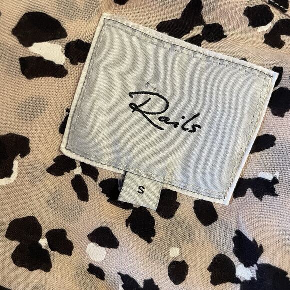 Rails Anna Rose Pink Black Cheetah Long Sleeve Button Front Shirt Blouse S 2 4 - Picture 6 of 14